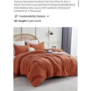 Terracotta Comforter Set Twin/Twin XL, 2-piece, CozyLux, 100% Microfiber